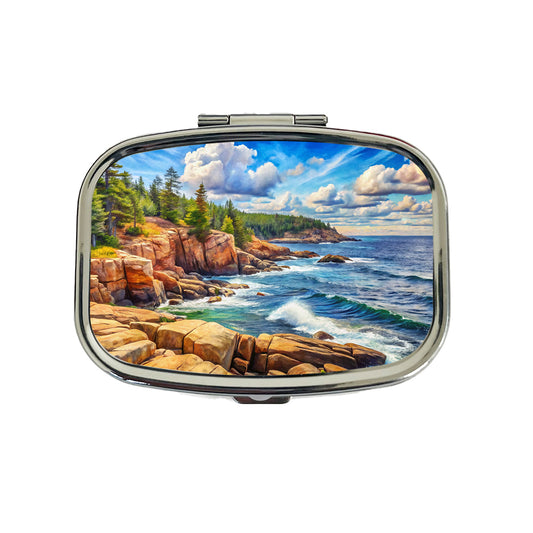 Acadia National Park Maine Watercolor Style Travel Pill Box Case