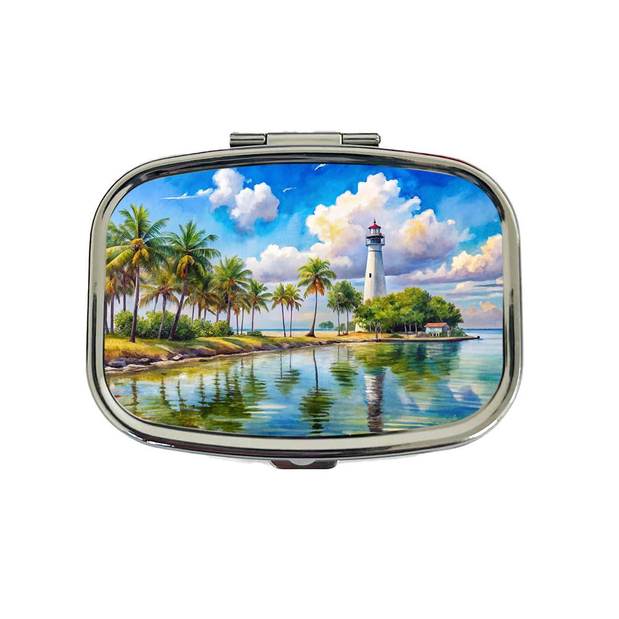 Biscayne National Park Florida Watercolor Style Travel Pill Box Case