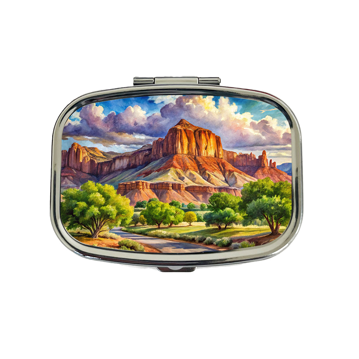 Capitol Reef National Park Utah Watercolor Style Travel Pill Box Case