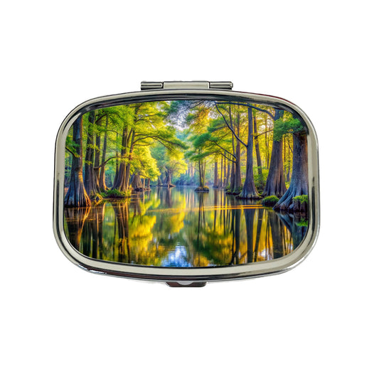 Congaree National Park South Carolina Watercolor Style Travel Pill Box Case