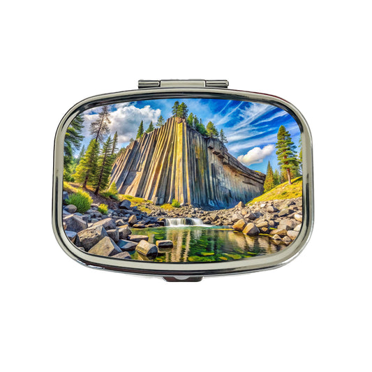 Devils Postpile National Monument California Watercolor Style Travel Pill Box Case