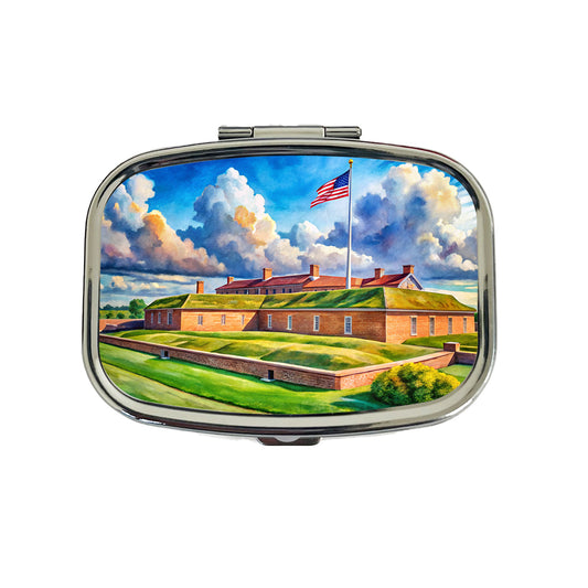 Fort McHenry National Monument Maryland Watercolor Style Travel Pill Box Case