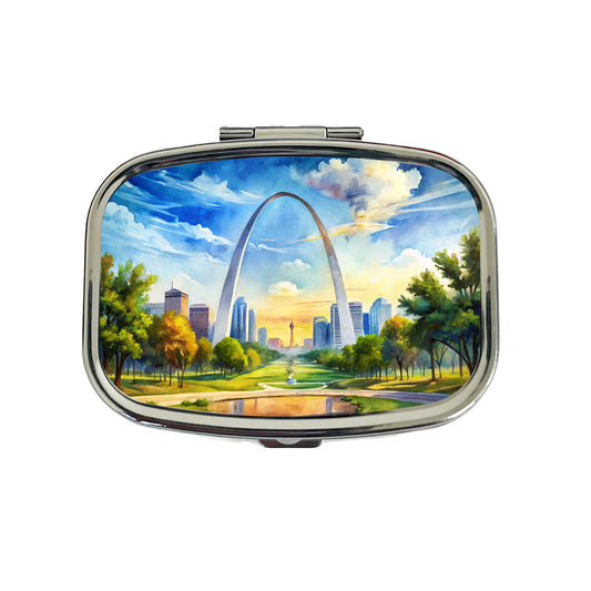 Gateway Arch National Park Missouri Watercolor Style Travel Pill Box Case