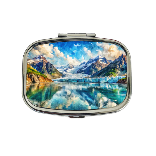 Glacier Bay National Park Alaska Watercolor Style Travel Pill Box Case