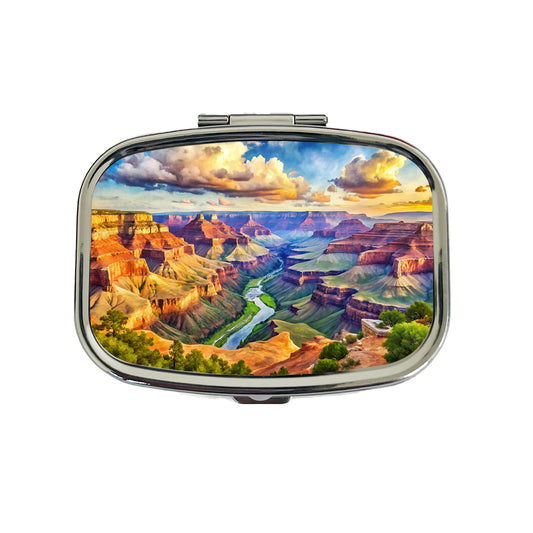 Grand Canyon National Park Arizona Watercolor Style Travel Pill Box Case