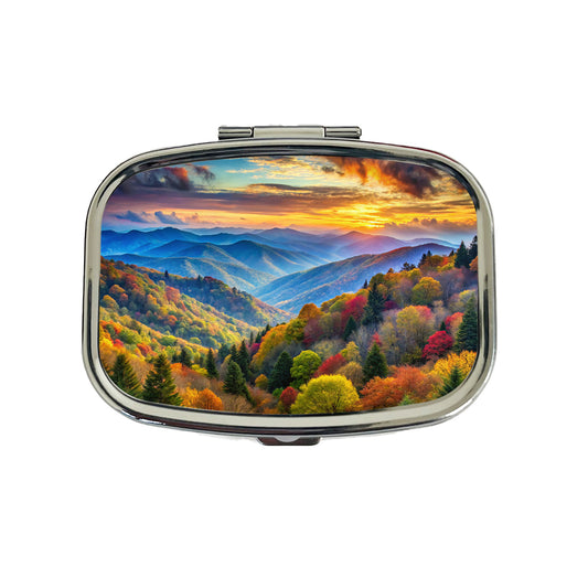 Great Smoky Mountains National Park North Carolina Tennessee Watercolor Style Travel Pill Box Case