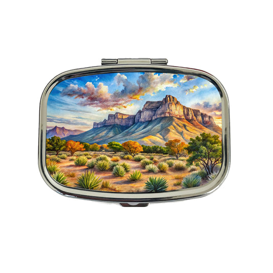 Guadalupe Mountains National Park Texas Watercolor Style Travel Pill Box Case