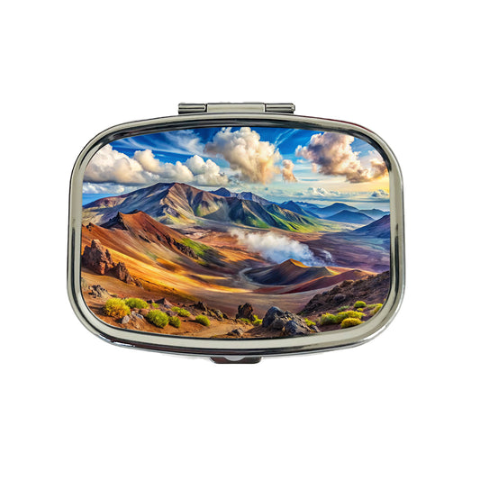 Haleakala National Park Hawaii Watercolor Style Travel Pill Box Case