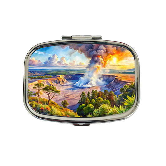 Hawai'i Volcanoes National Park Watercolor Style Travel Pill Box Case