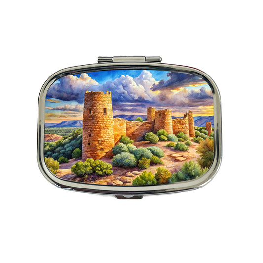 Hovenweep National Monument Colorado, Utah Watercolor Style Travel Pill Box Case
