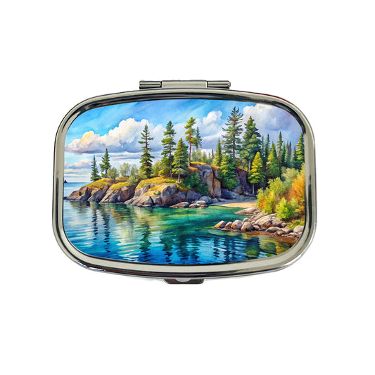 Isle Royale National Park Michigan Watercolor Style Travel Pill Box Case