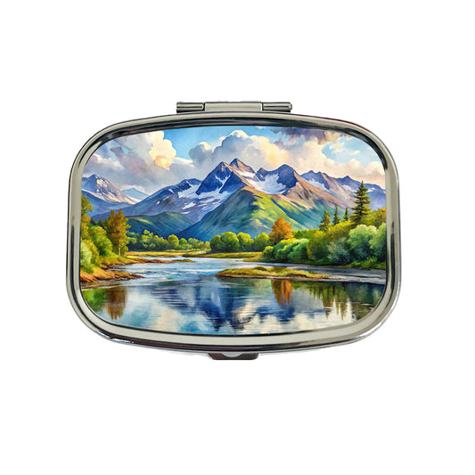 Katmai National Park Alaska Watercolor Style Travel Pill Box Case