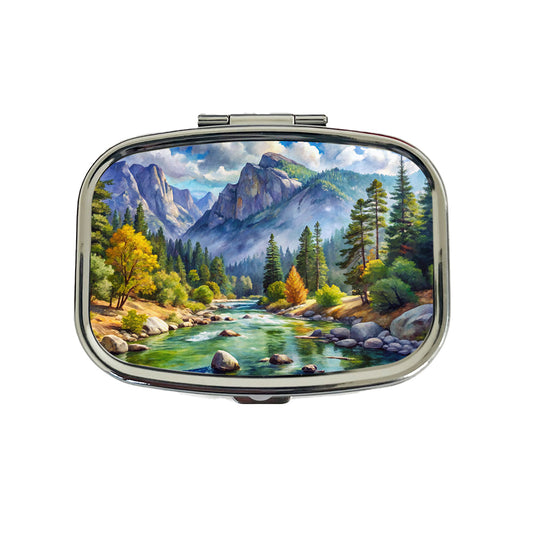 Kings Canyon National Park California Watercolor Style Travel Pill Box Case