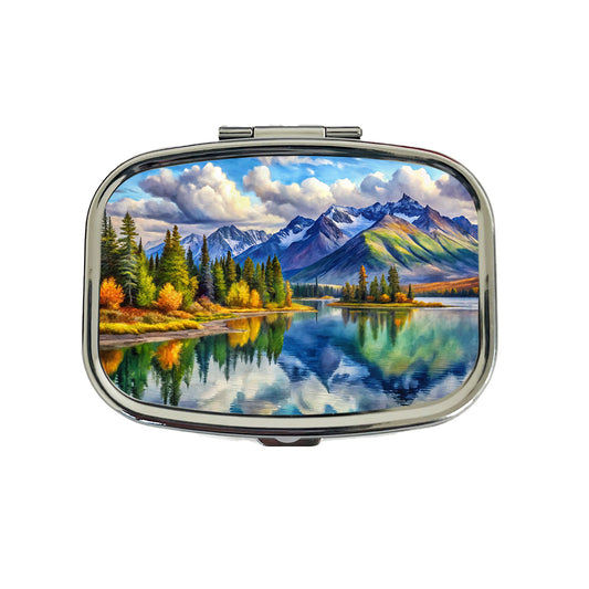 Lake Clark National Park Alaska Watercolor Style Travel Pill Box Case