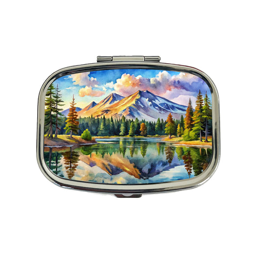 Lassen Volcanic National Park California Watercolor Style Travel Pill Box Case