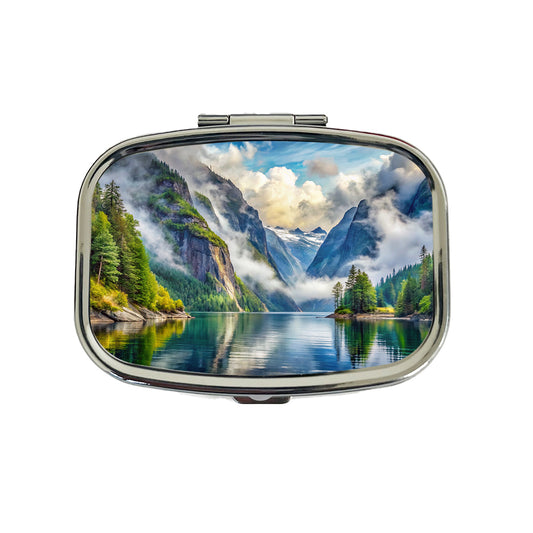 Misty Fjords National Monument Alaska Watercolor Style Travel Pill Box Case