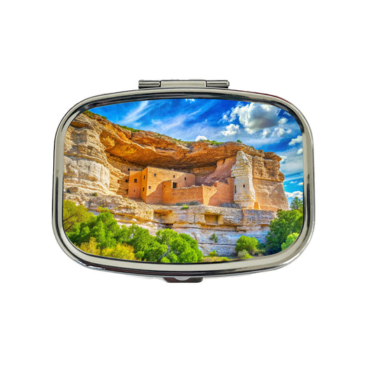 Montezuma Castle National Monument Arizona Watercolor Style Travel Pill Box Case