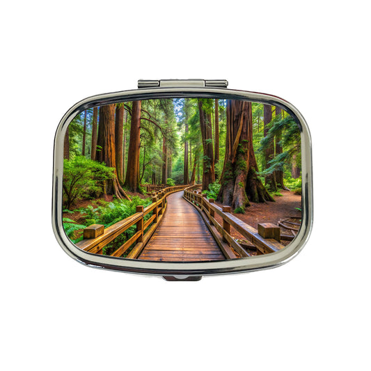 Muir Woods National Monument California Watercolor Style Travel Pill Box Case