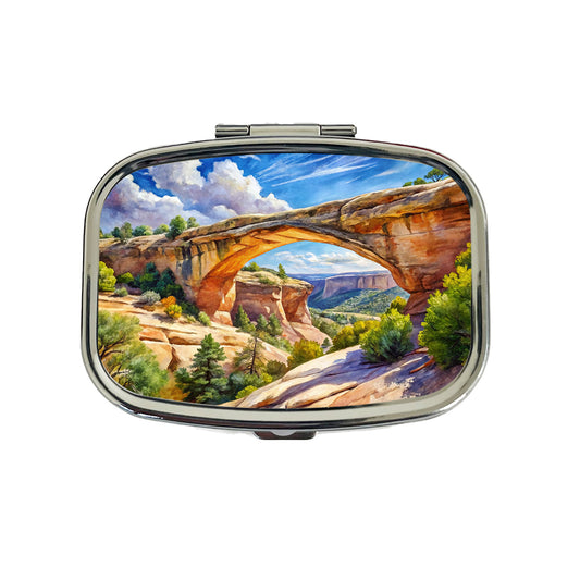 Natural Bridges National Monument Utah Watercolor Style Travel Pill Box Case
