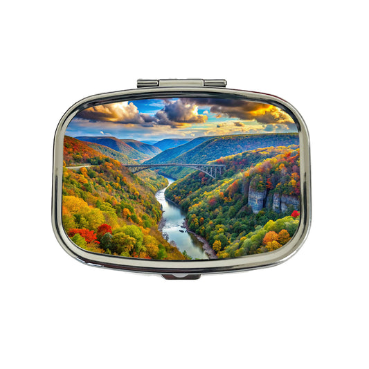 New River Gorge National Park and Preserve West Virginia Watercolor Style Travel Pill Box Case