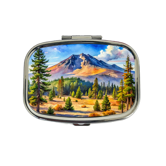 Newberry Volcanic National Monument Oregon Watercolor Style Travel Pill Box Case