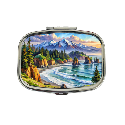 Olympic National Park Washington Watercolor Style Travel Pill Box Case