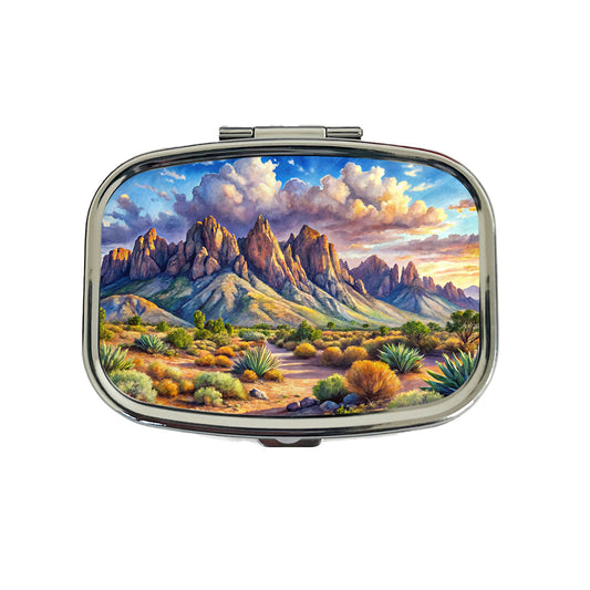 Organ Mountains-Desert Peaks National Monument New Mexico Watercolor Style Travel Pill Box Case