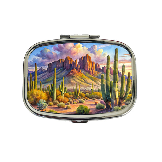 Organ Pipe Cactus National Monument Arizona Watercolor Style Travel Pill Box Case