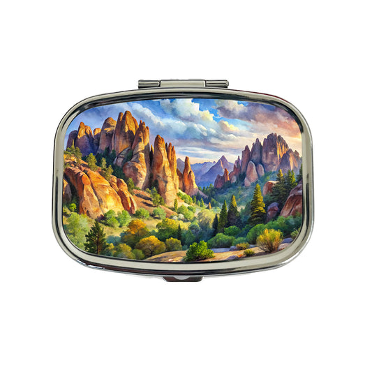 Pinnacles National Park California Watercolor Style Travel Pill Box Case
