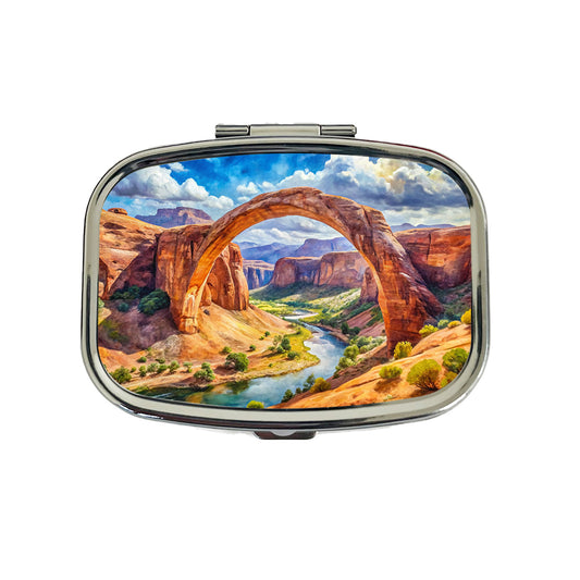 Rainbow Bridge National Monument Utah Watercolor Style Travel Pill Box Case