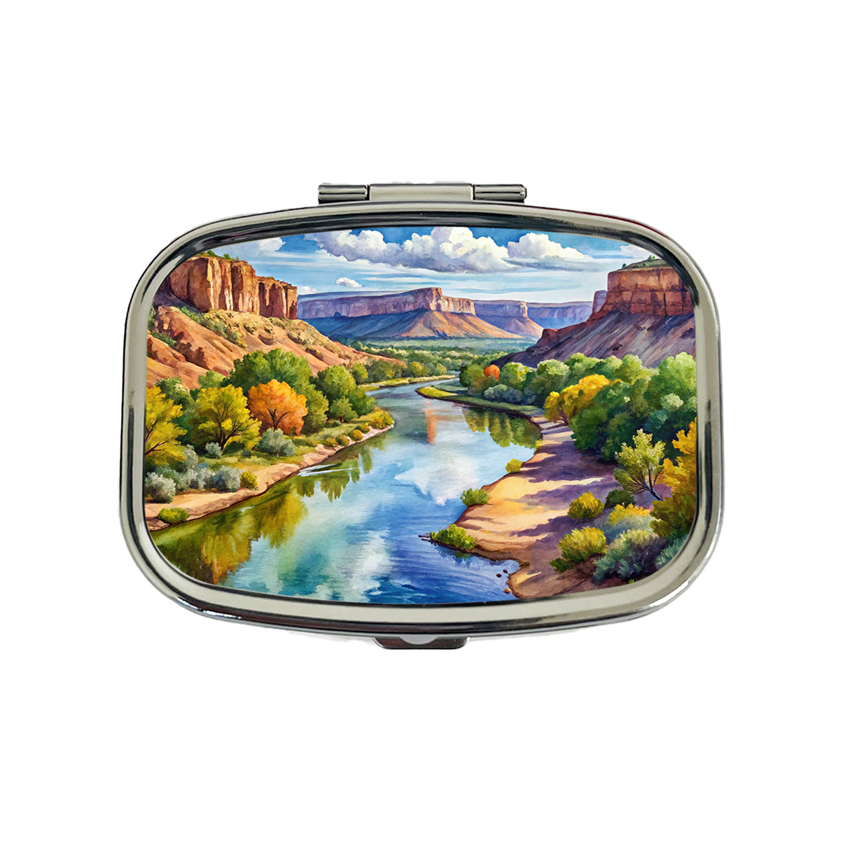 Rio Grande del Norte National Monument New Mexico Watercolor Style Travel Pill Box Case