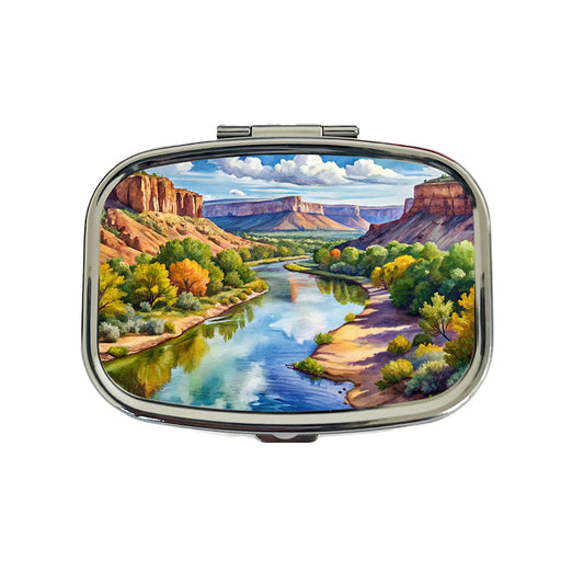 Rio Grande del Norte National Monument New Mexico Watercolor Style Travel Pill Box Case