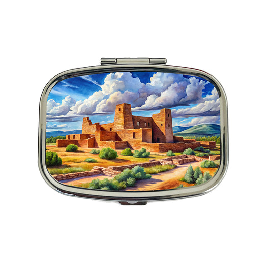 Salinas Pueblo Missions National Monument New Mexico Watercolor Style Travel Pill Box Case
