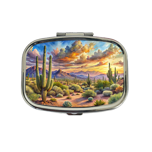 Sonoran Desert National Monument Arizona Watercolor Style Travel Pill Box Case