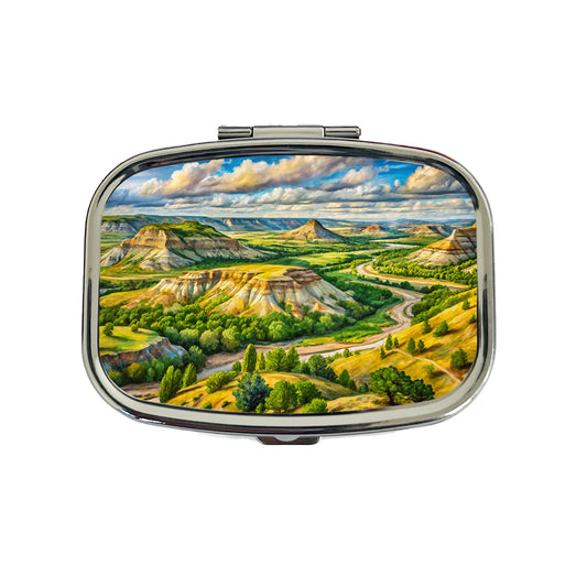 Theodore Roosevelt National Park North Dakota Watercolor Style Travel Pill Box Case