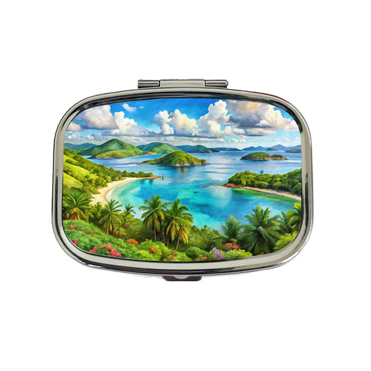Virgin Islands National Park Watercolor Style Travel Pill Box Case