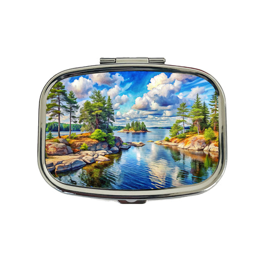 Voyageurs National Park Minnesota Watercolor Style Travel Pill Box Case