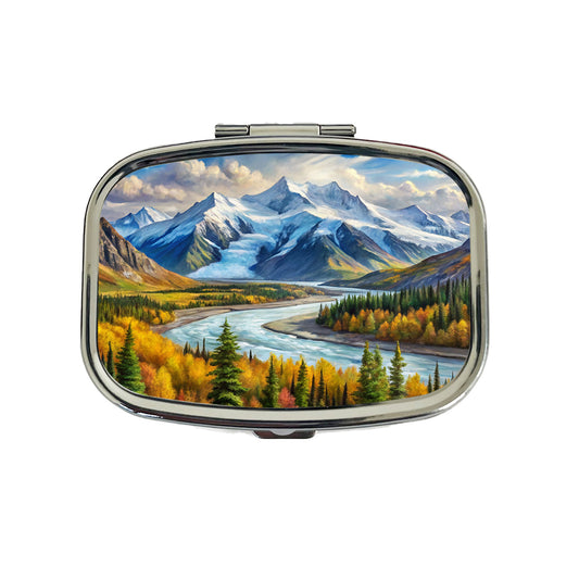 Wrangell - St. Elias National Park Alaska Watercolor Style Travel Pill Box Case