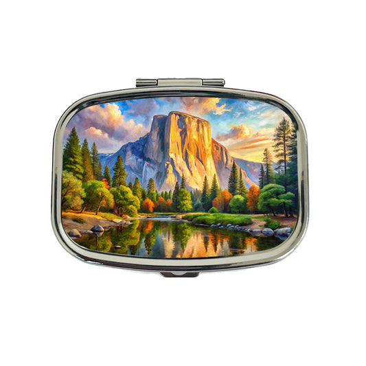 Yosemite National Park El Capitan Watercolor Style Travel Pill Box Case