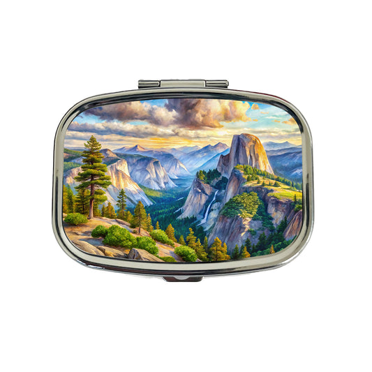 Yosemite National Park Glacier Point Watercolor Style Travel Pill Box Case