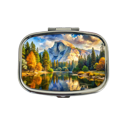 Yosemite National Park Half Dome Watercolor Style Travel Pill Box Case
