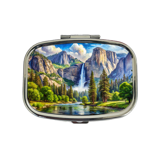 Yosemite National Park Yosemite Falls Watercolor Style Travel Pill Box Case
