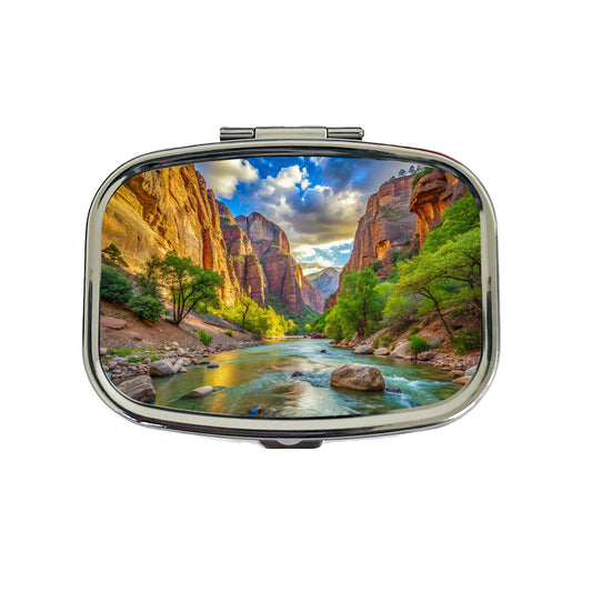 Zion National Park Utah Watercolor Style Travel Pill Box Case