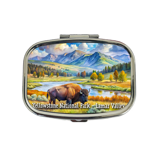 Yellowstone National Park Lamar Valley Travel Pill Box Case