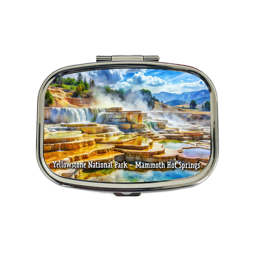 Yellowstone National Park Mammoth Hot Springs Travel Pill Box Case