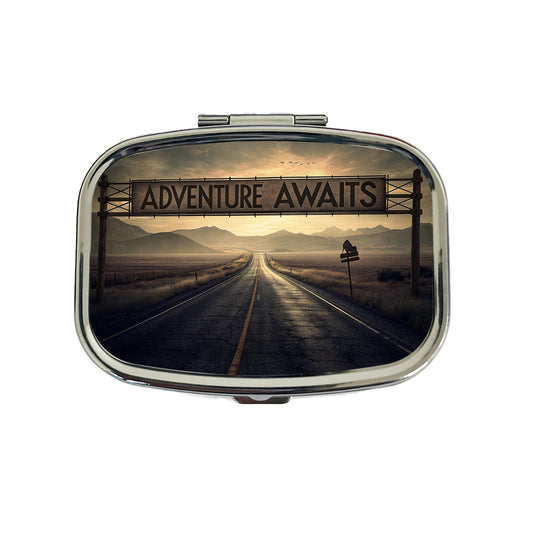 Adventure Awaits Highway Vanishing Point Travel Pill Box Case