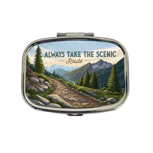 Always Take The Scenic Route Hiking Trail Travel Pill Box Case
