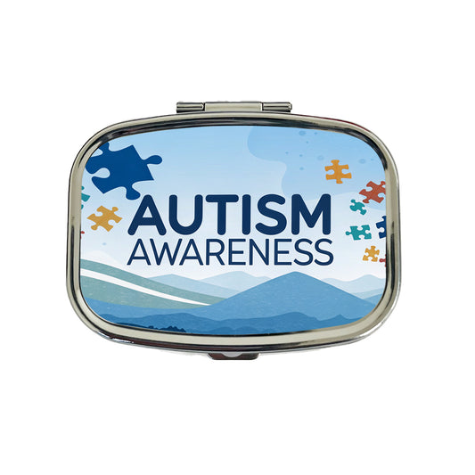 Autism Awareness Flying Puzzle Pieces Travel Pill Box Case