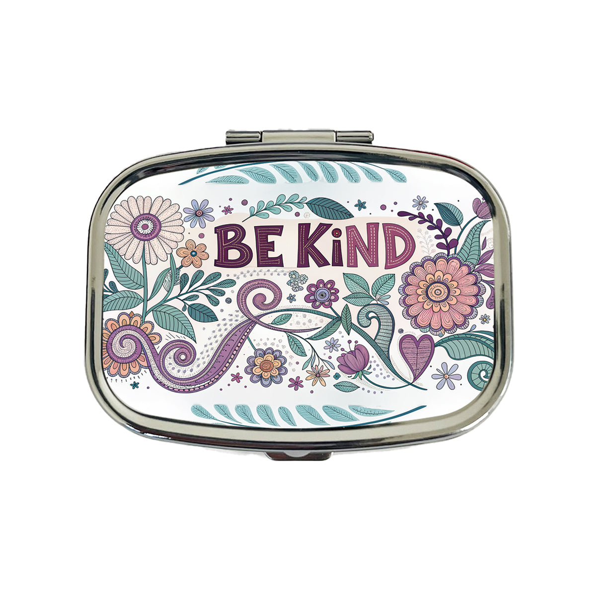 Be Kind Hippie Floral Pattern Travel Pill Box Case