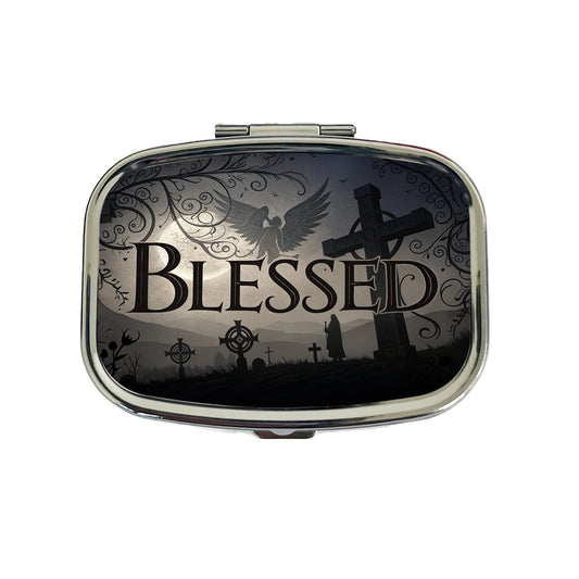 Blessed Angels Crosses Religious Travel Pill Box Case
